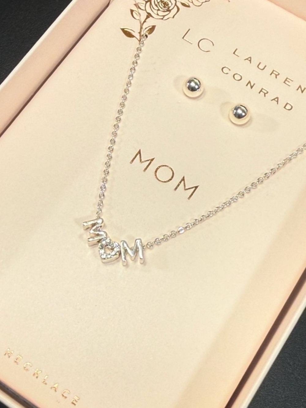 Mom Necklace and Stud Earrings Set